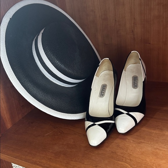 VTG BALLY Italy Black & White Patent Leather Heels, size 7 - Picture 14 of 14